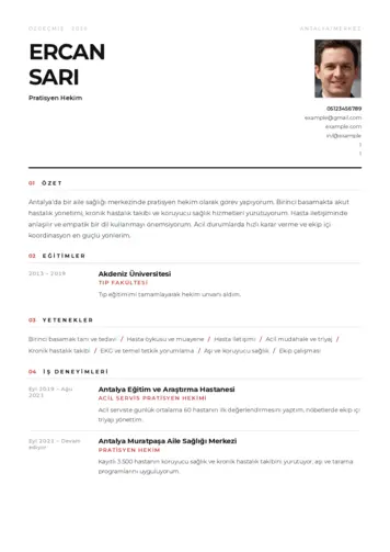 Pratisyen Hekim Cv Örnekleri cv indir